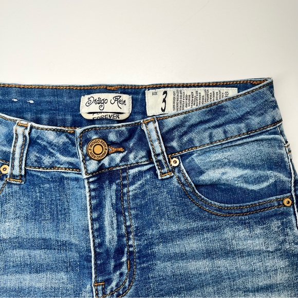 Indigo Rein High Waisted Soft Stretch Roll Up Denim Jean Shorts EUC Like New 3 - Picture 4 of 4